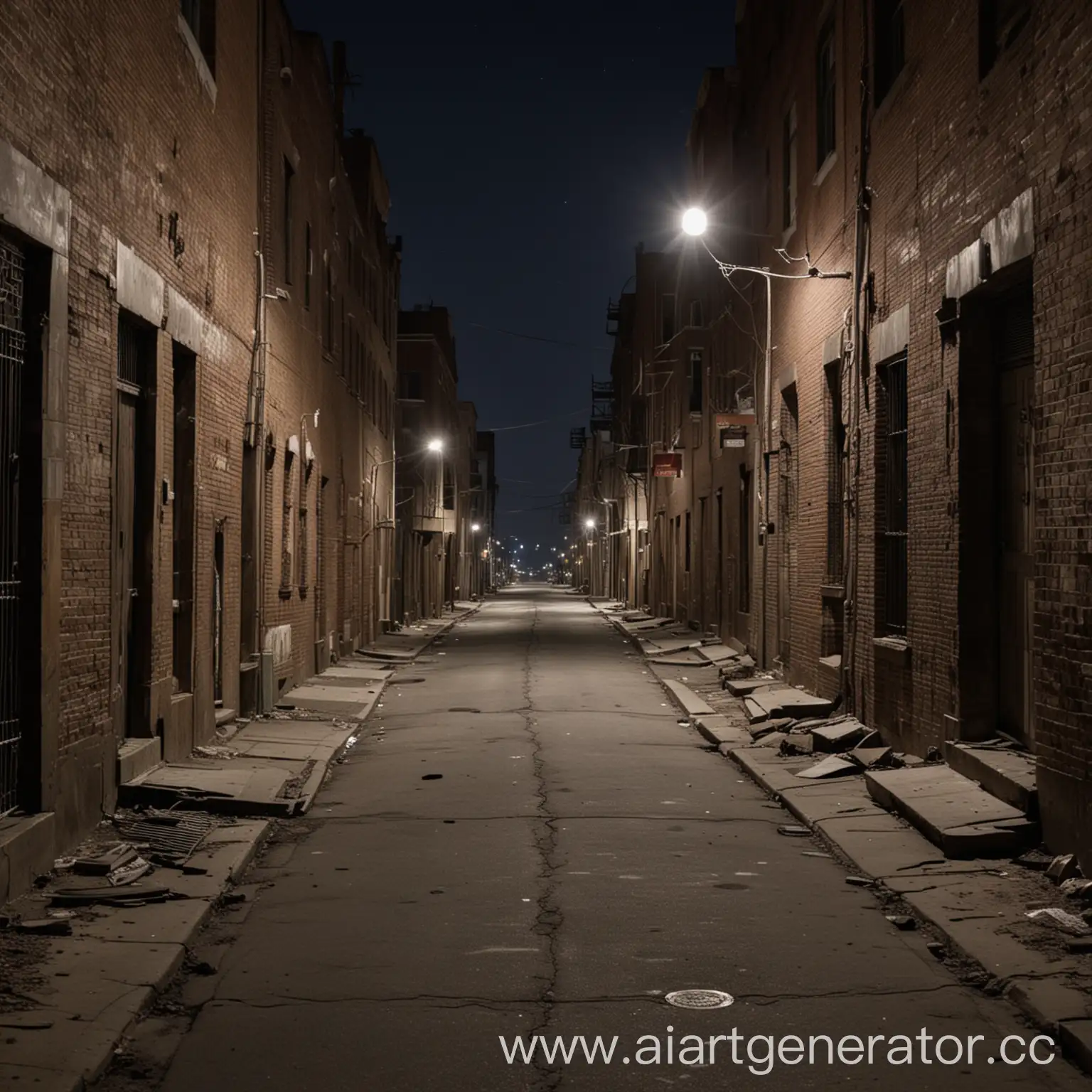 Мрачная американская улица в гетто ночью