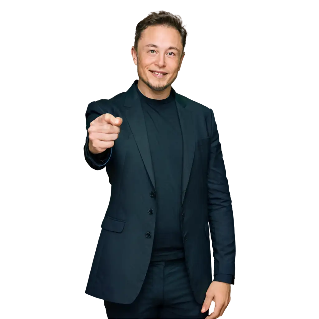 Elon Musk raised his hand and pointed upwards