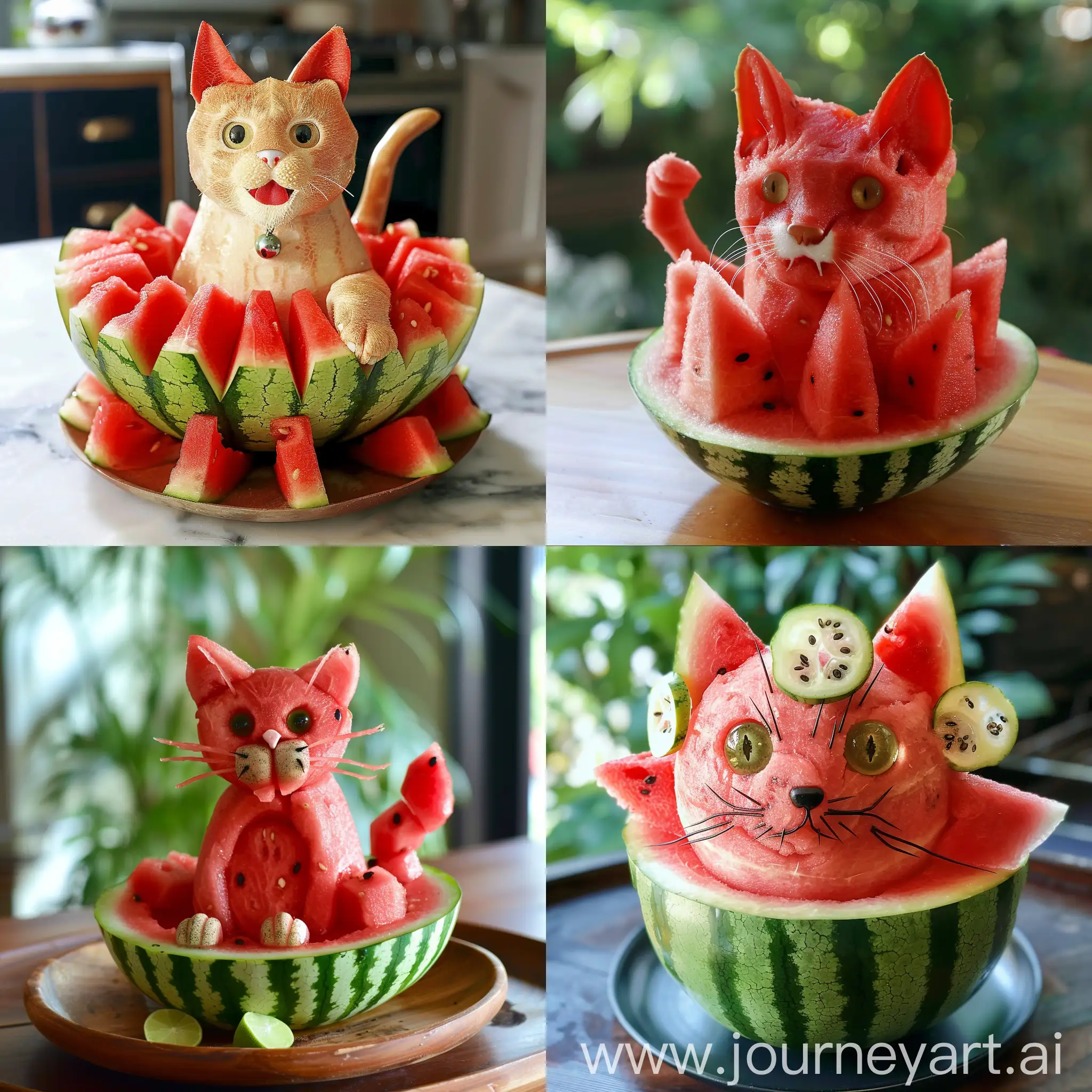 Playful-Cat-Emerging-from-Watermelon