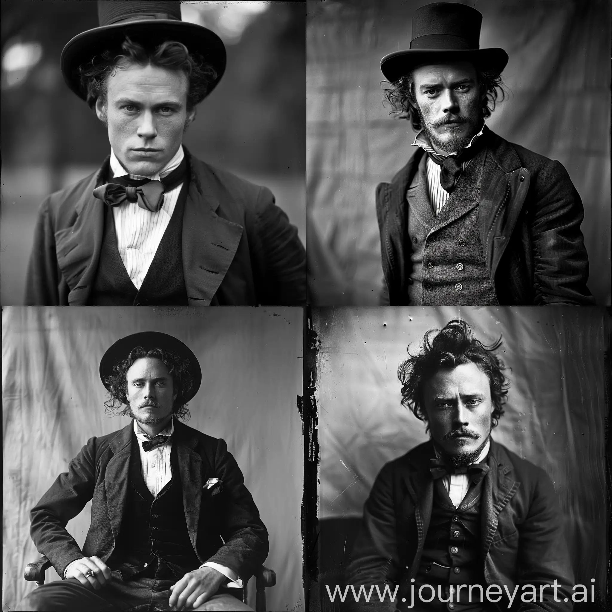 plate photography style from 1908, black and white heath Ledger 