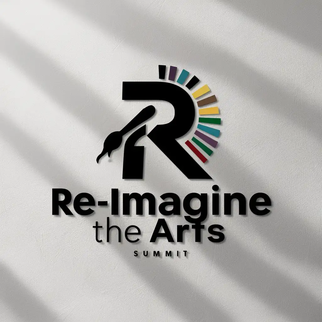 'Re-Imagine The Arts' Summit  Logo design. white background