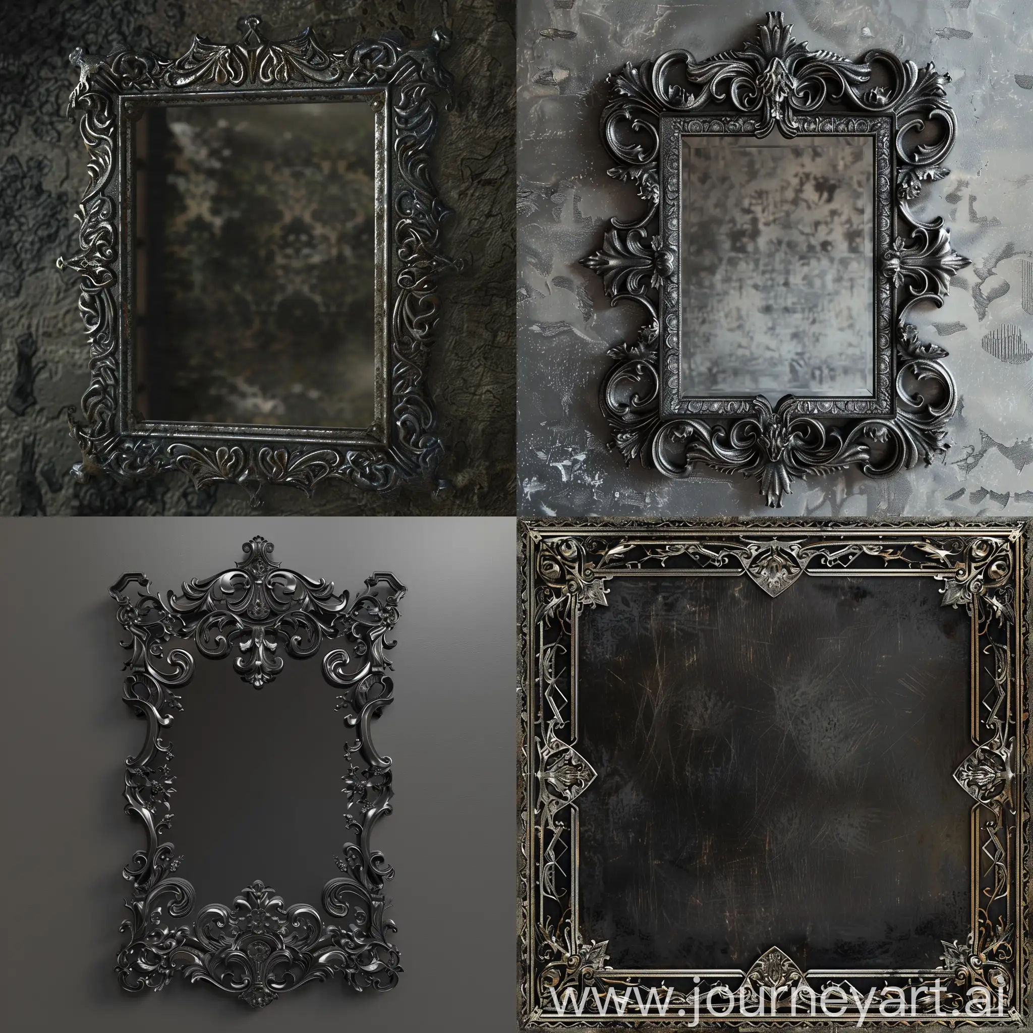 Elegant-Dark-Wood-and-Silver-Patterned-Mirror