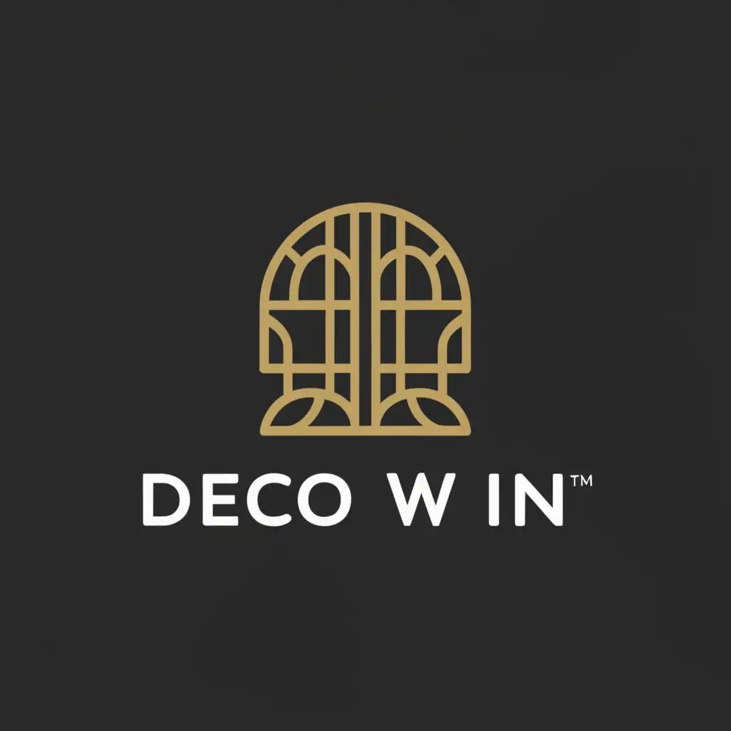 a logo design,with the text "Deco win", main symbol:a window a door,Moderate,be used in Construction industry,clear background