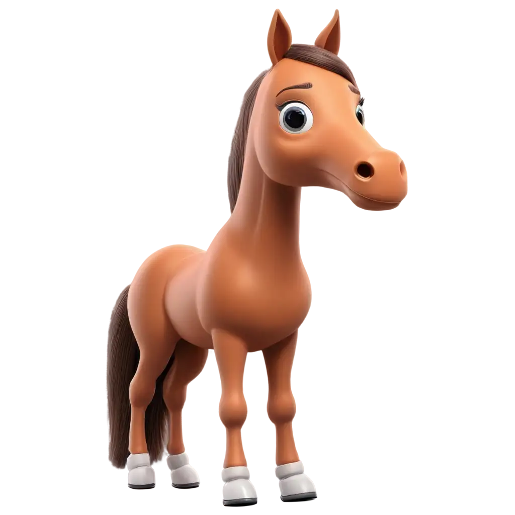 3d cartoon of a horse behind of a doll