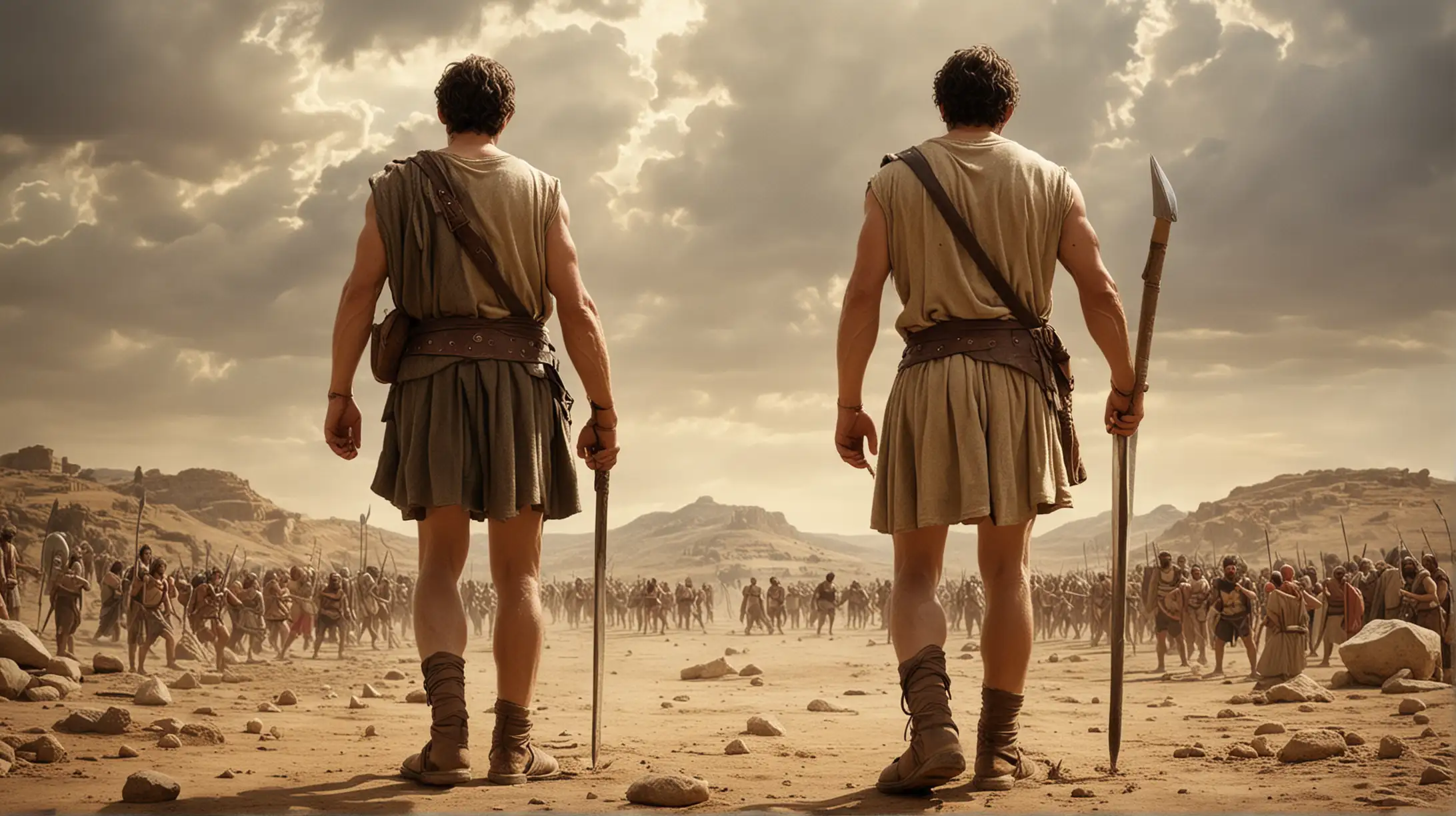 An image that encompasses the Story of the Biblical characters of David & Goliath