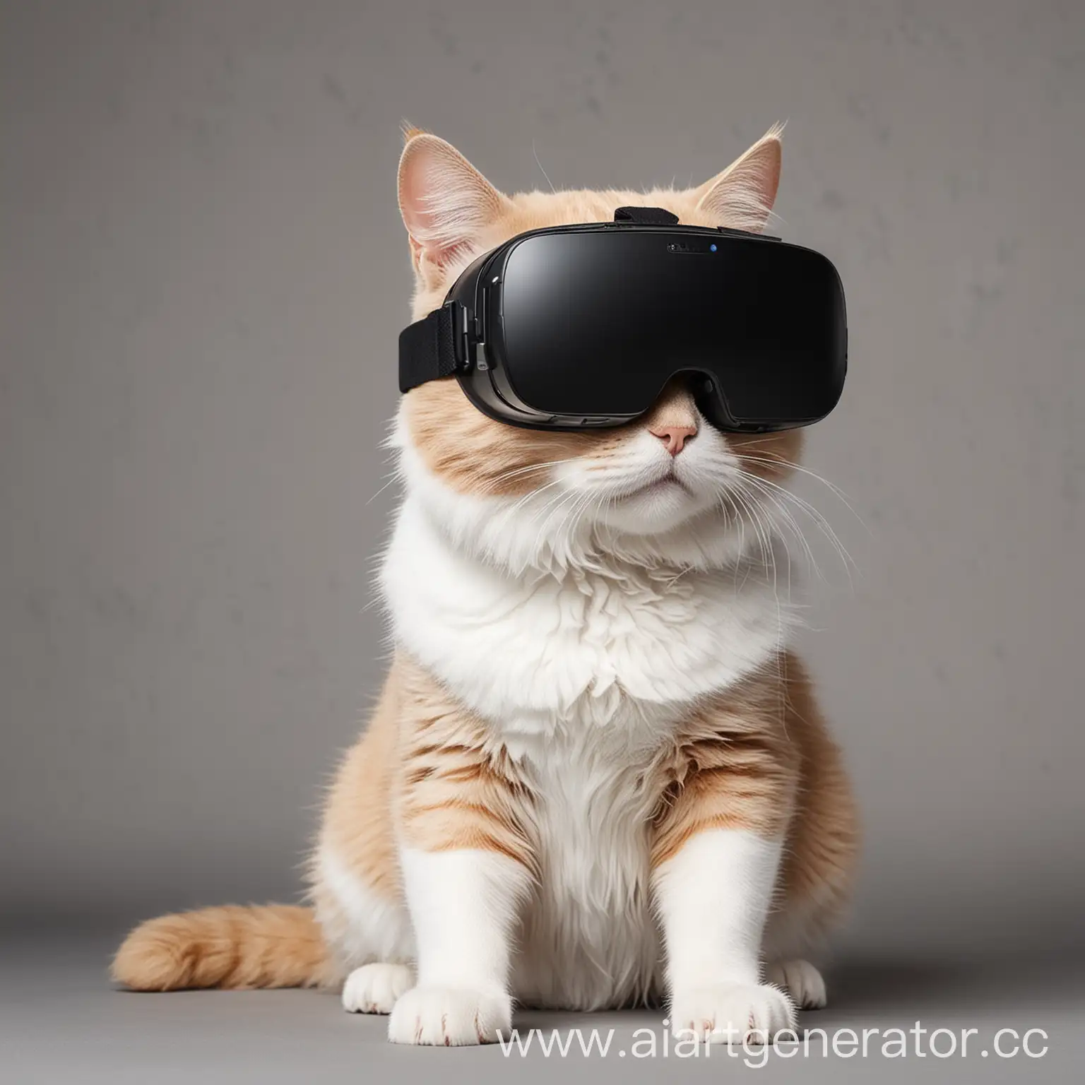Кот сидит в VR очках
