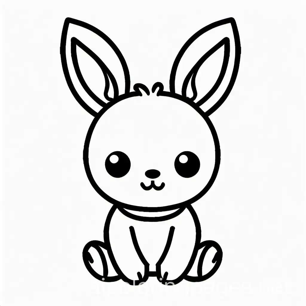 A cute chibi rabbit, Coloring Page, black and white, line art, white background, Simplicity, Ample White Space. The background of the coloring page is plain white to make it easy for young children to color within the lines. The outlines of all the subjects are easy to distinguish, making it simple for kids to color without too much difficulty, Coloring Page, black and white, line art, white background, Simplicity, Ample White Space. The background of the coloring page is plain white to make it easy for young children to color within the lines. The outlines of all the subjects are easy to distinguish, making it simple for kids to color without too much difficulty