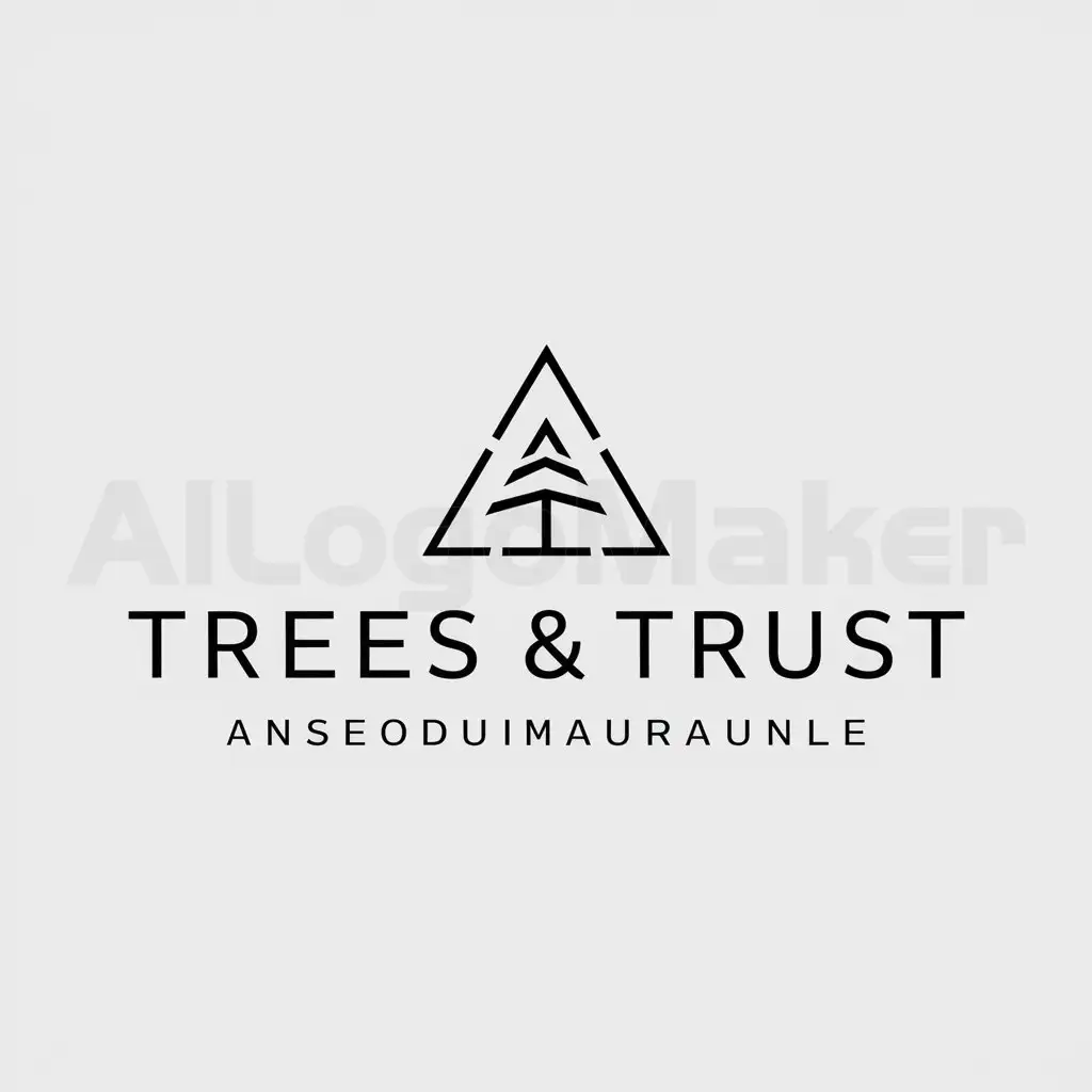 a logo design,with the text "Trees & Trust", main symbol:Triangle silhouette tree,Minimalistic,be used in Others industry,clear background