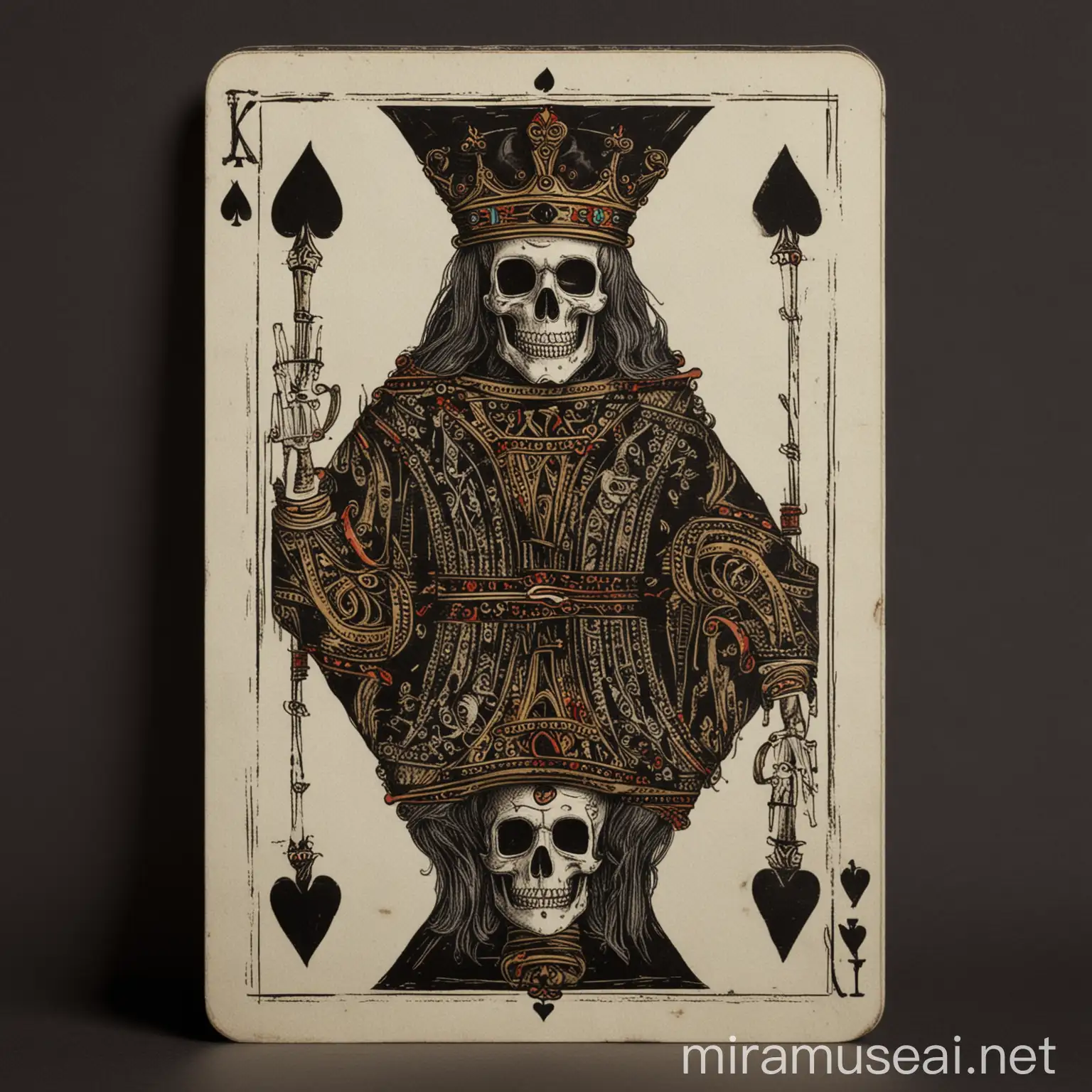 a playing card of the king of spades as the death king