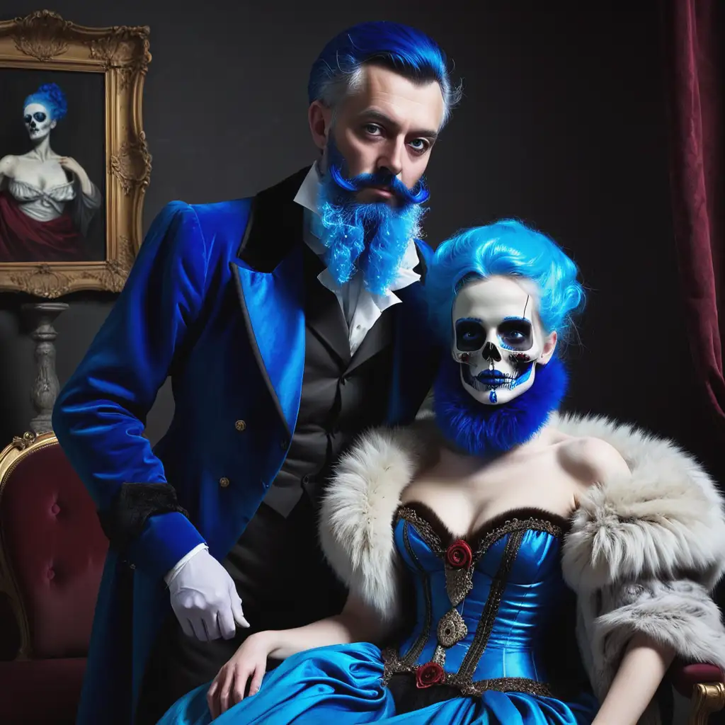 Aristocrat with Blue Beard and Dead Woman in Fur