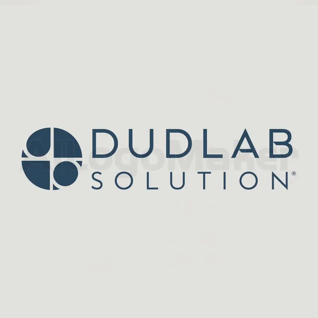 a logo design,with the text "dudulab solution", main symbol:geometric cut out circles,Moderate,be used in Engineering industry,clear background