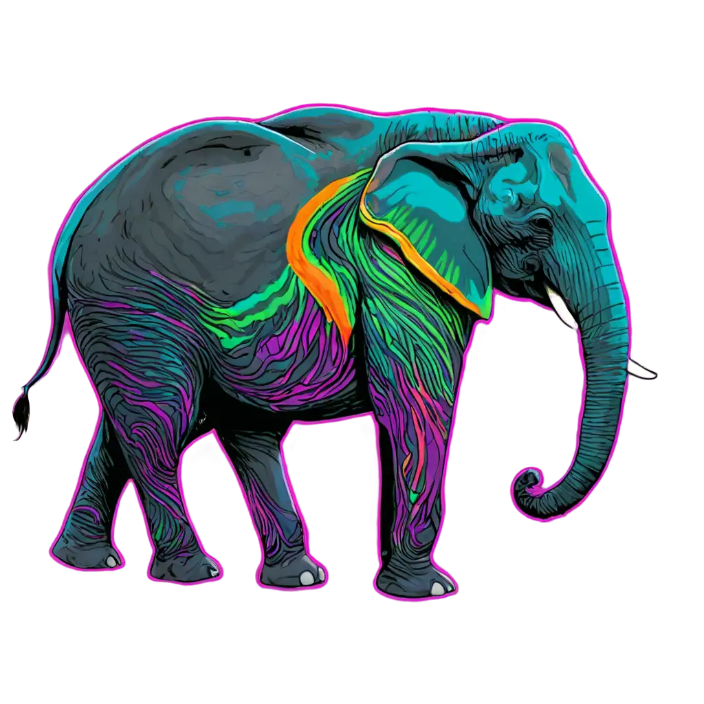 Vibrant-Psychedelic-Elephant-PNG-Image-Capturing-the-Essence-of-Creativity-and-Imagination