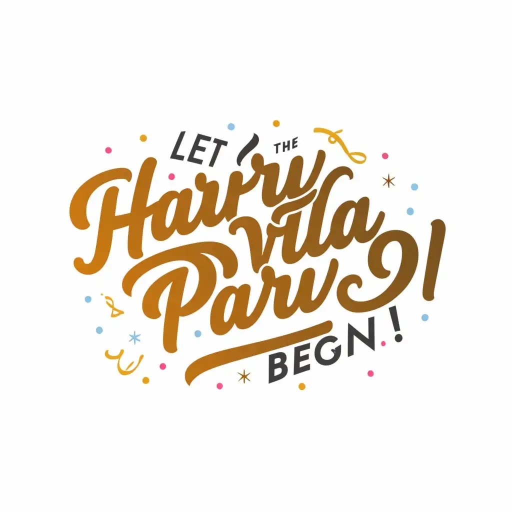 a logo design,with the text "Harry Villa Party", main symbol:Let the Party Begin!,complex,be used in Restaurant industry,clear background