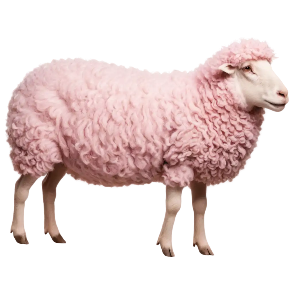 Unique-Pink-Colored-Sheep-with-Curls-PNG-Image
