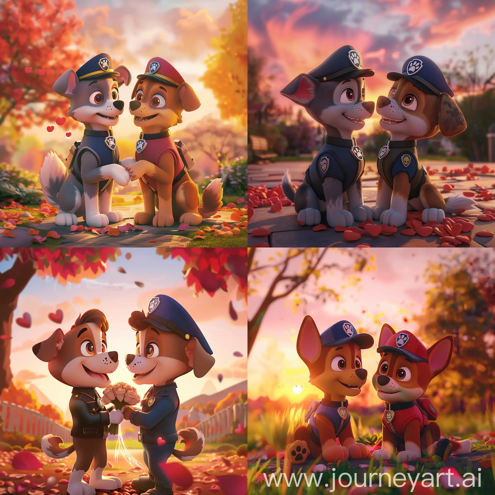 Marshall-and-Chase-from-Paw-Patrol-Wedding-Ceremony-in-Sunset-Park-Scene