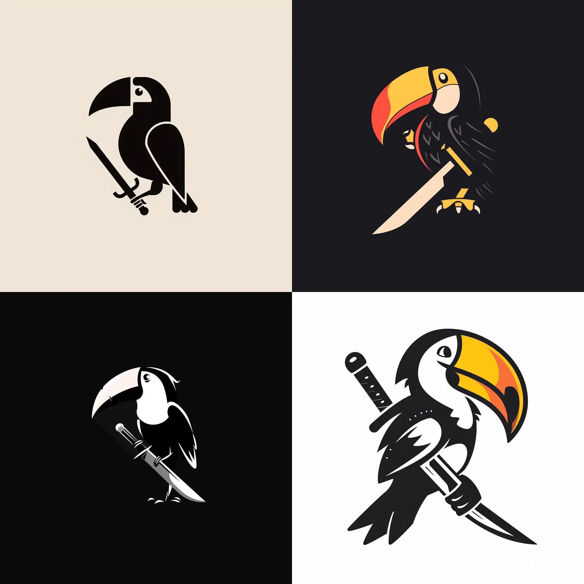 Minimalistic-Toucan-Logo-Holding-Sword-Illustration