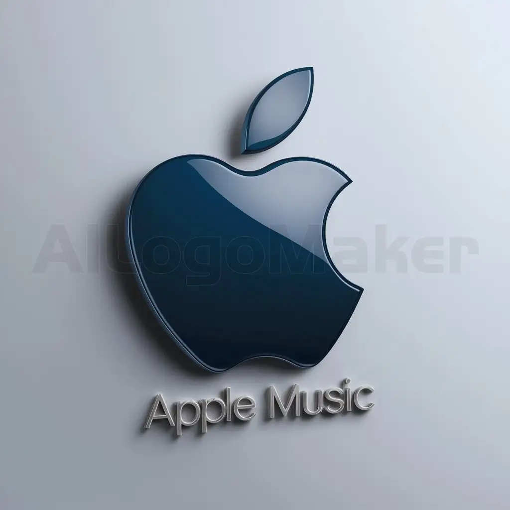 a logo design,with the text "Apple Music", main symbol:Una manzana azul navy,Moderate,be used in Events industry,clear background