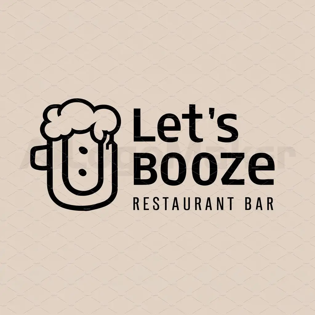 LOGO-Design-For-Lets-Booze-Stylish-Beer-Mug-Icon-for-Restaurant-Branding
