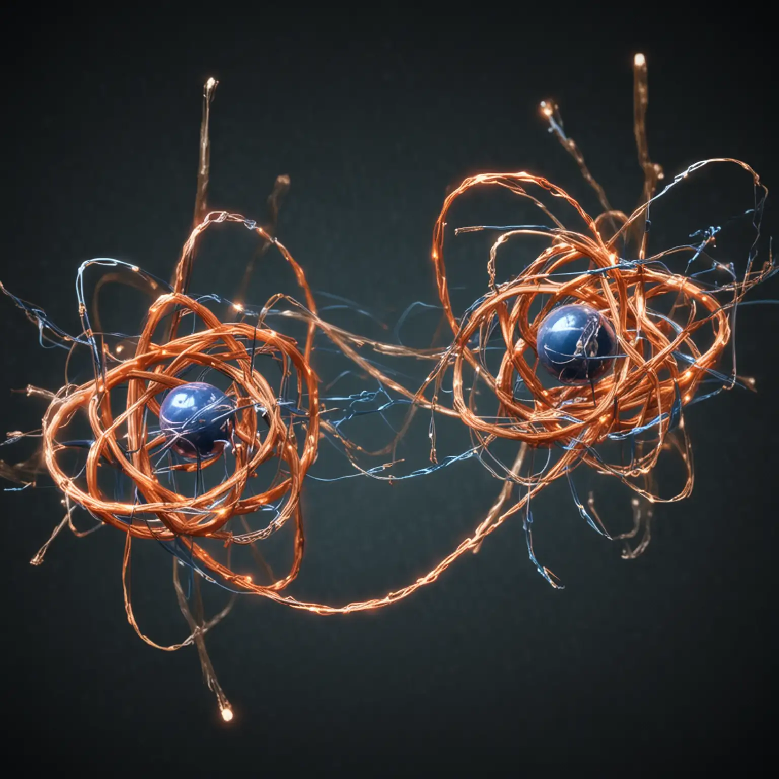 Entangled Electron Pair Quantum Physics Illustration