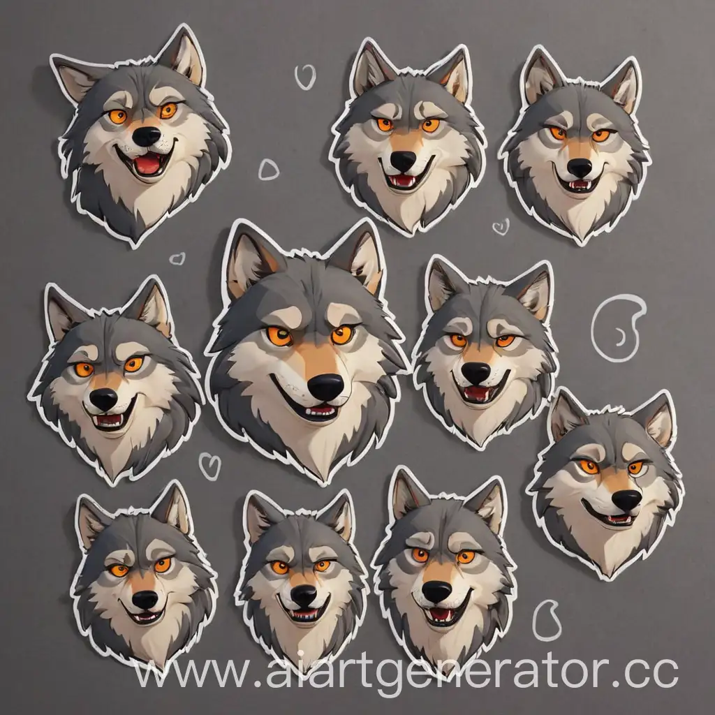 Collection-of-Wolf-Stickers-Expressing-Various-Emotions-of-Sadness