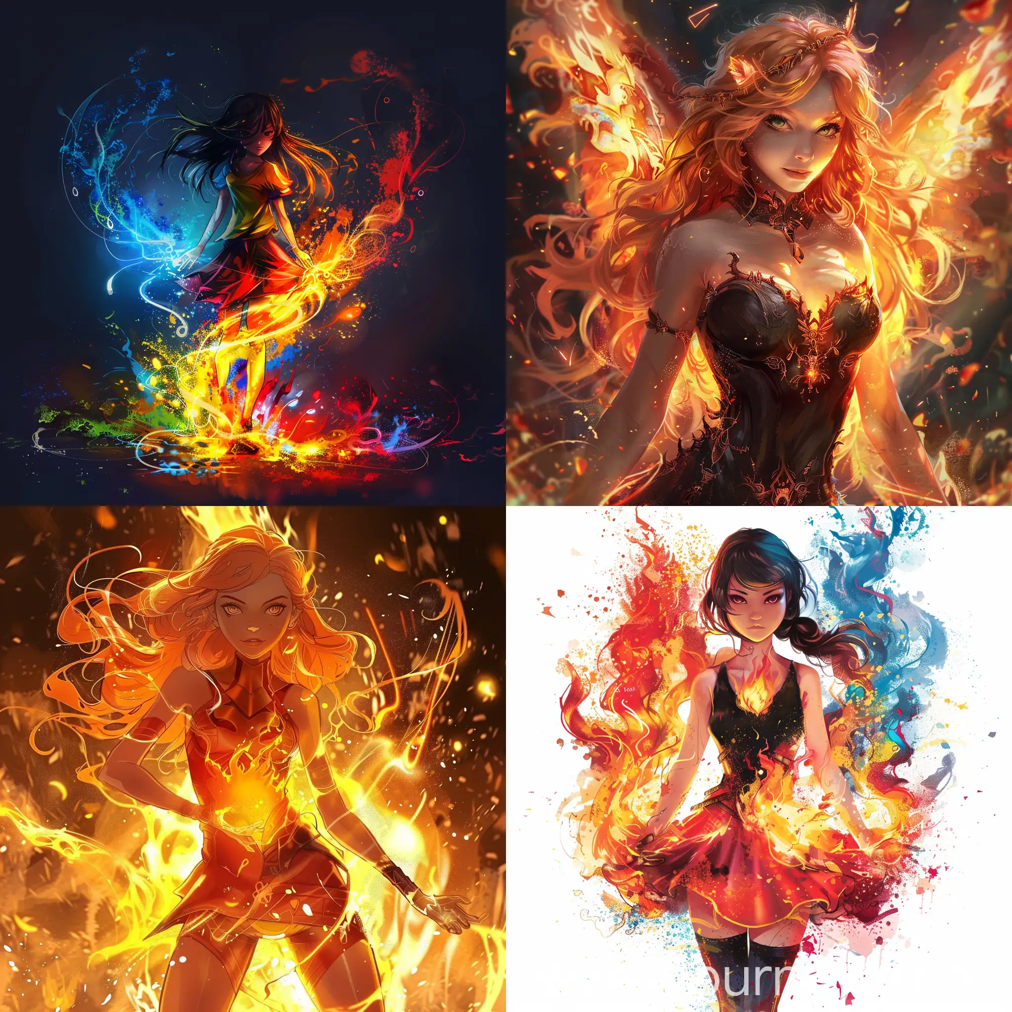 придумай персонажа девочку которая является героиней стихии огня