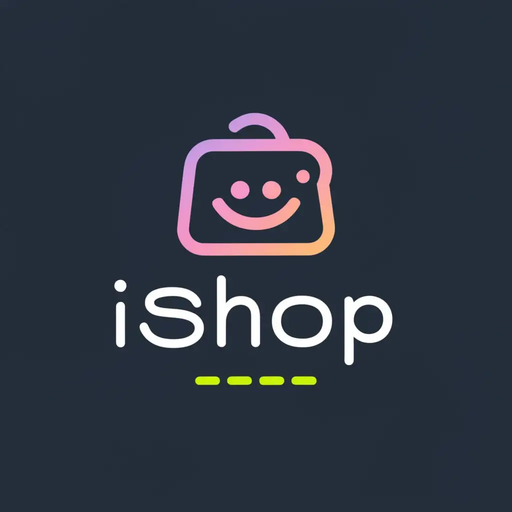 a logo design,with the text "iShop", main symbol:Shopping, smile,Moderate,be used in Retail industry,clear background