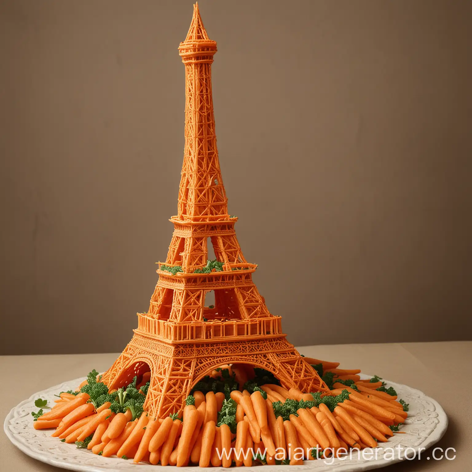 Eiffel Tower made from carrots