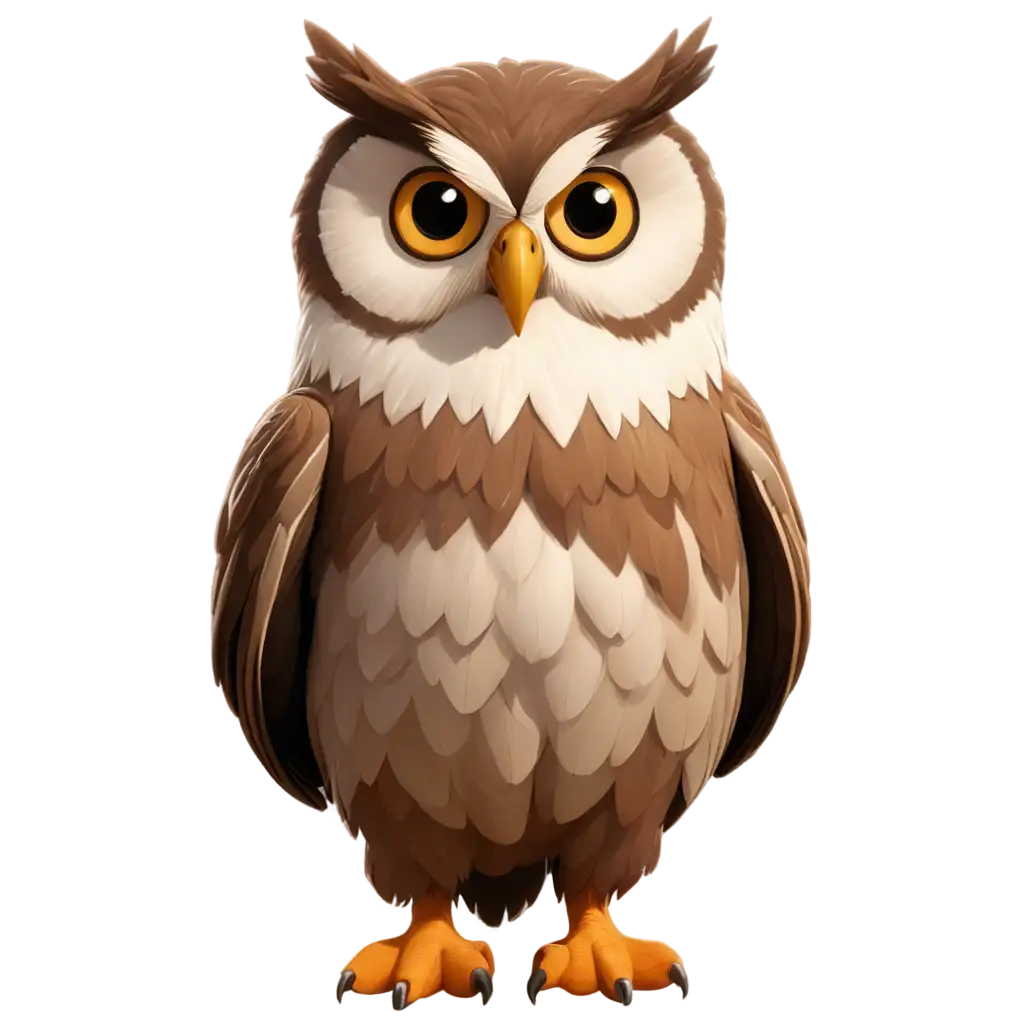 grumpy cartoon owl on transparent background