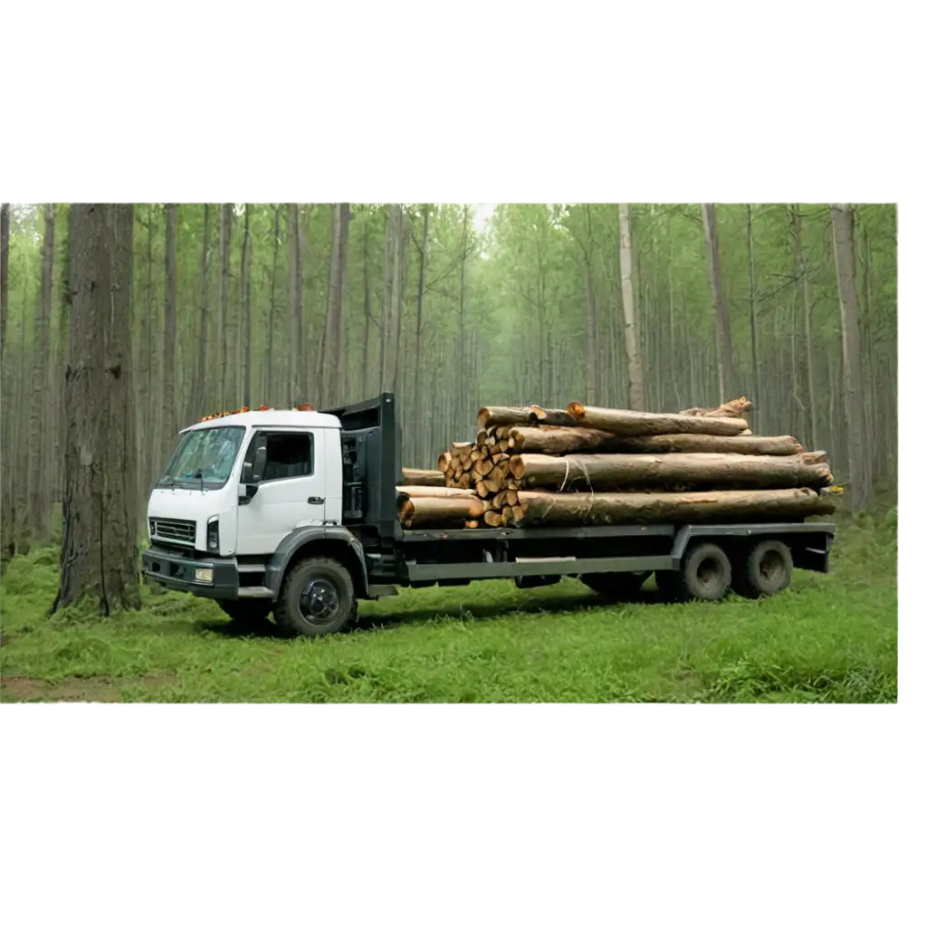 HighQuality-PNG-Image-Timber-Truck-and-Person-Cutting-Trees-in-Forest