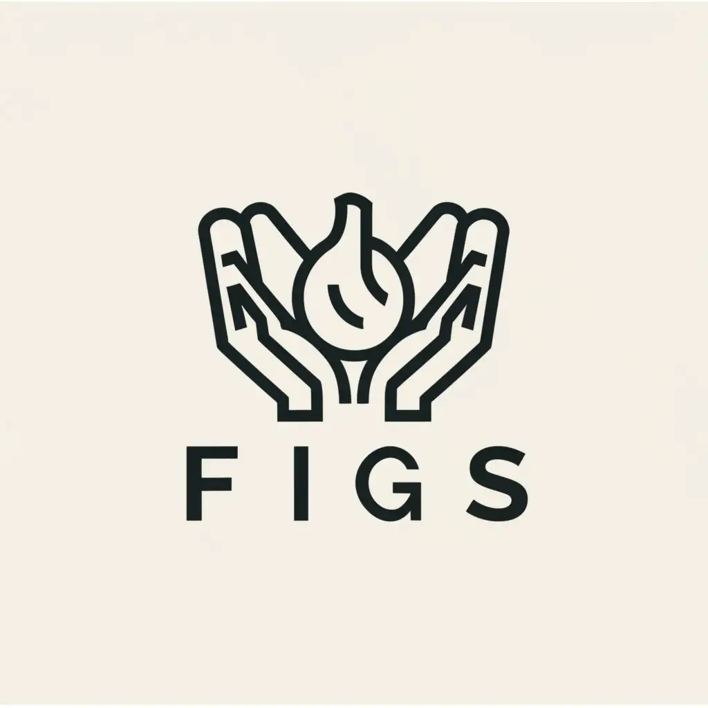 a logo design,with the text "figs", main symbol:a pair of hands holding figs,Minimalistic,be used in Entertainment industry,clear background