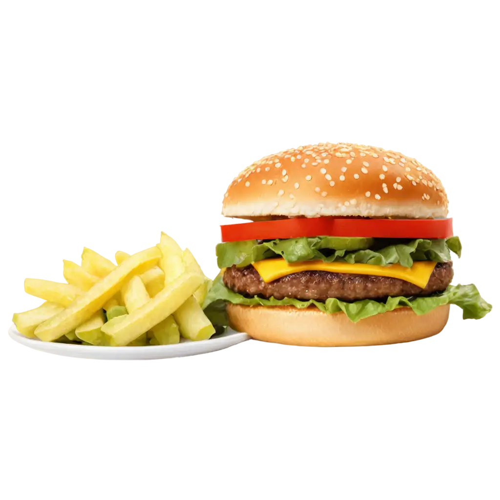 Realistic cheeseburger with lettuce, tomato, and pickles