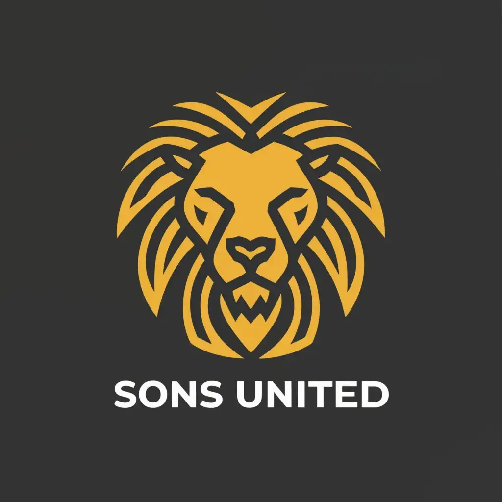 a logo design,with the text "Sons United", main symbol:Lion,complex,be used in Technology industry,clear background