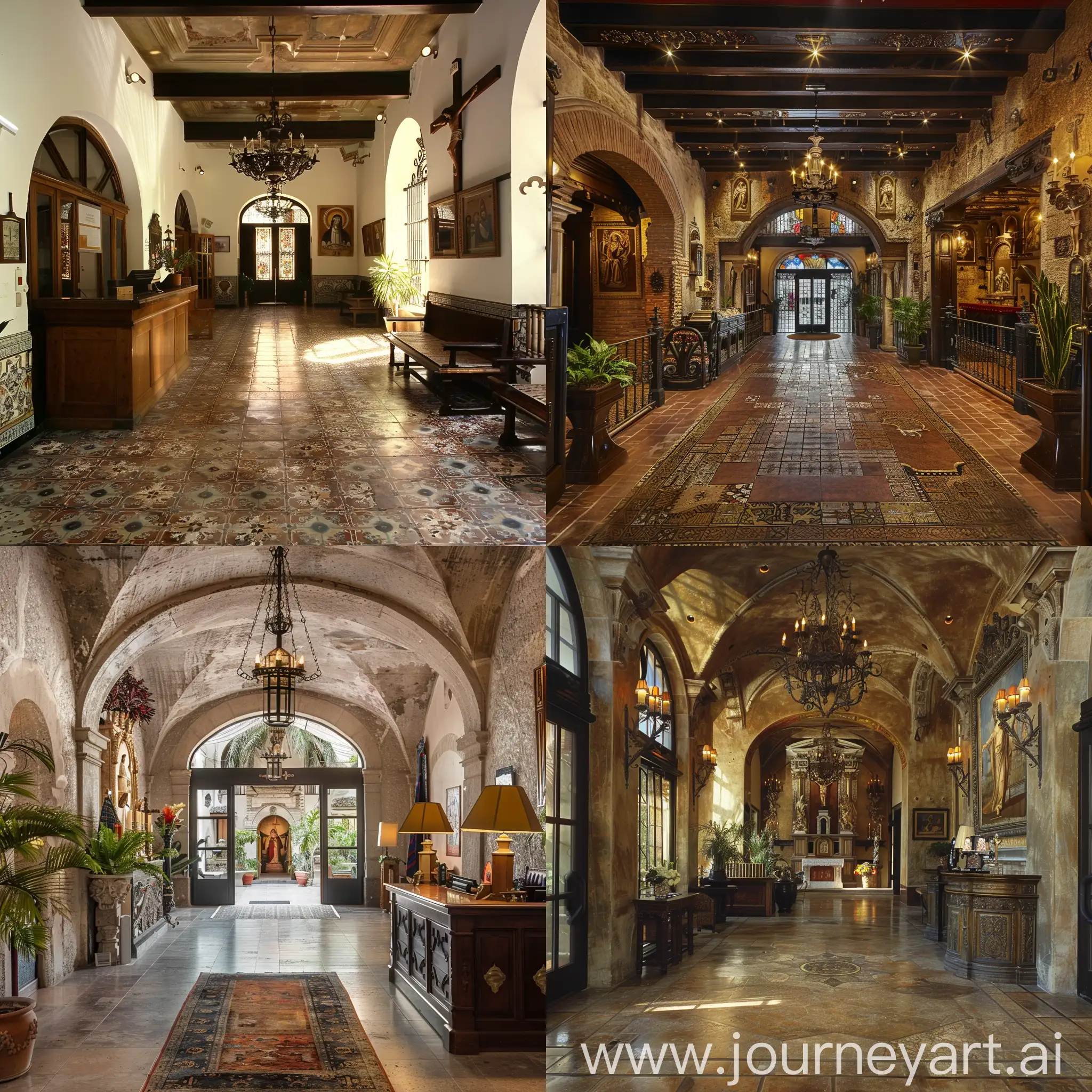 Traditional-Spanish-Hotel-Lobby-with-Religious-Dcor