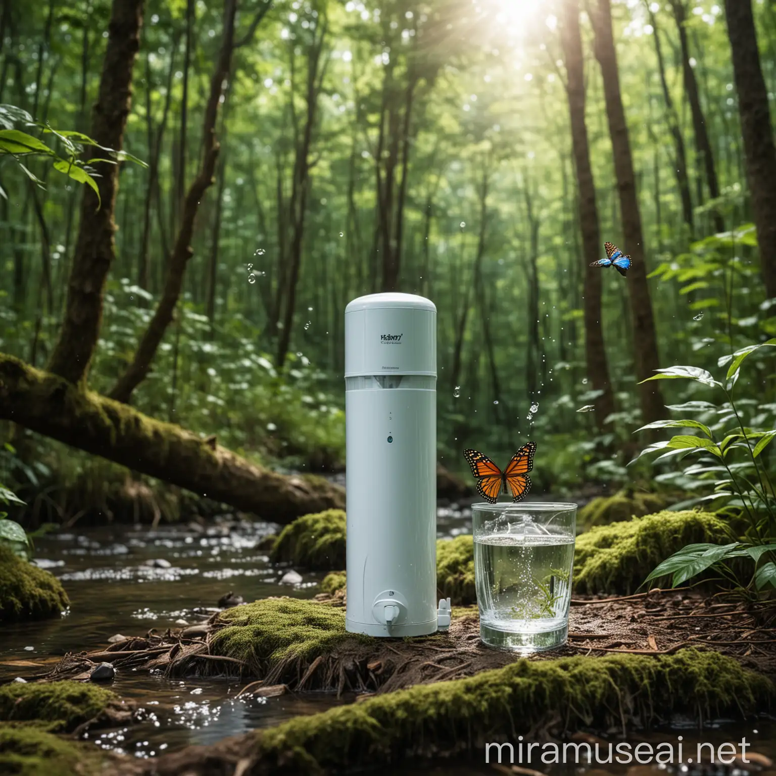 Forest Water Purifier with Butterfly Natureinspired Product Photography