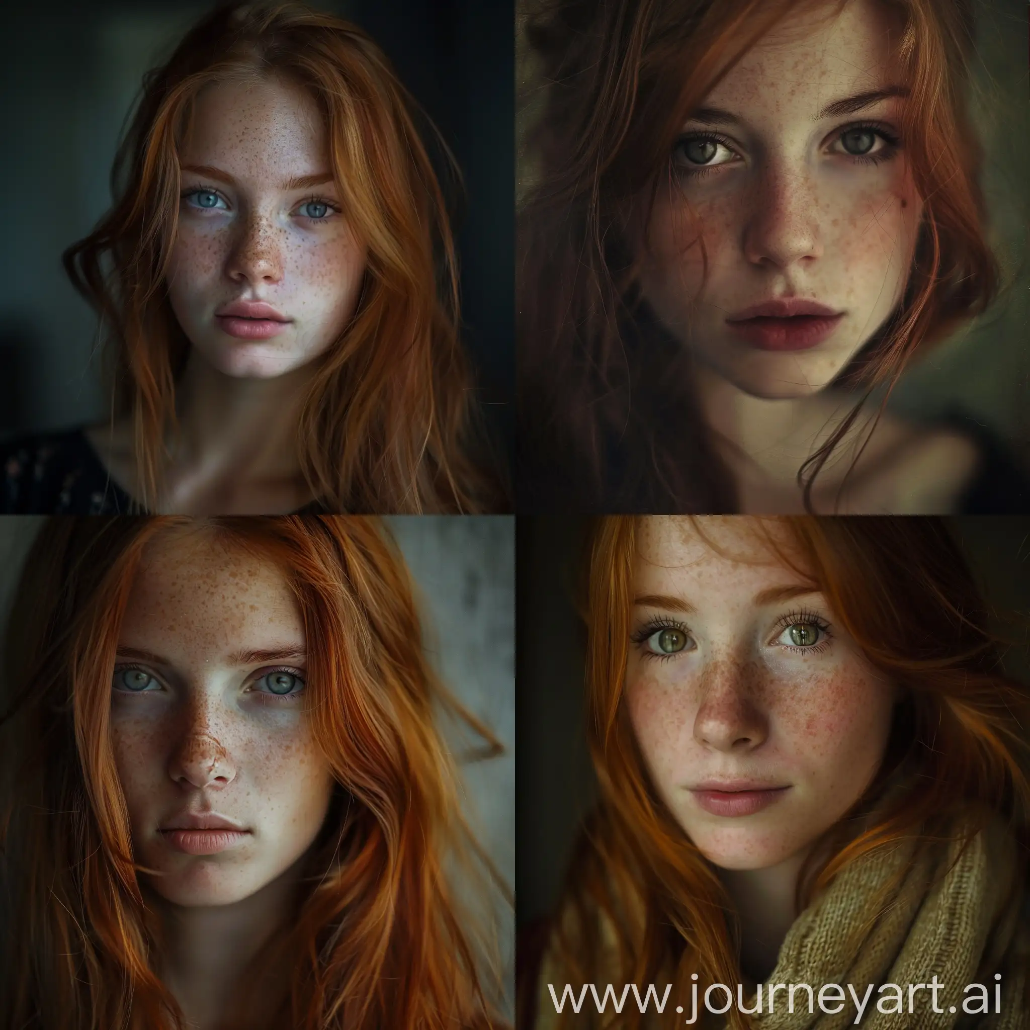 girl, portrait, straight ahead, redgead, beautiful, soft