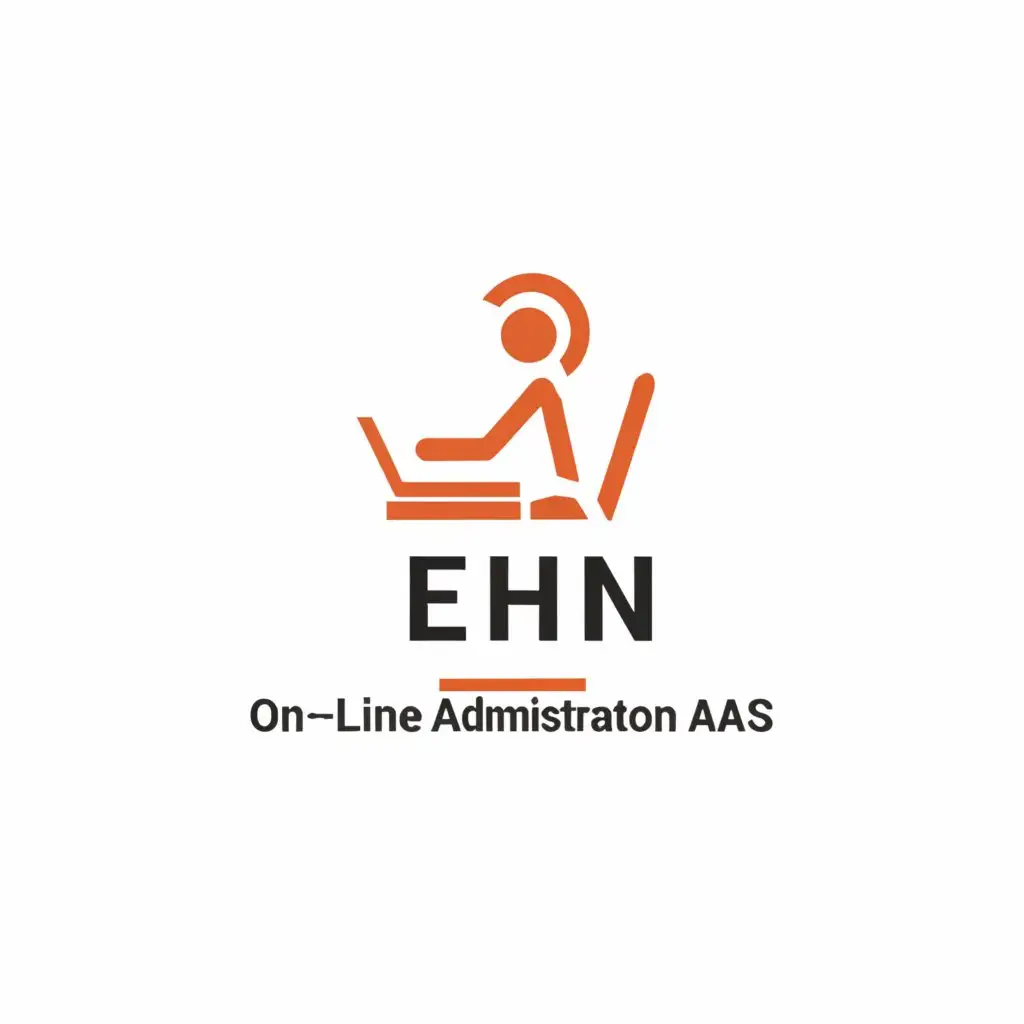 a logo design,with the text "EHN On-Line
Administration AAS", main symbol:secretary at a desk,Minimalistic,clear background