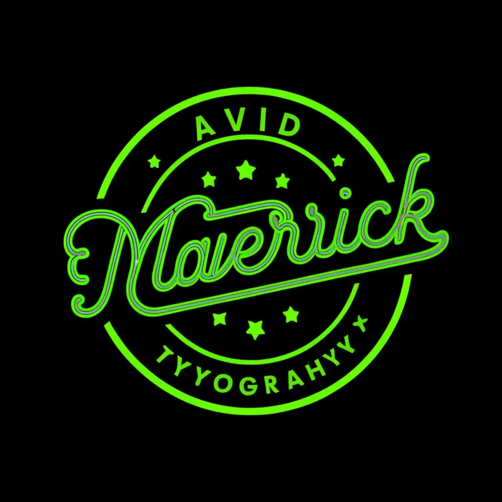 a logo design,with the text "David Maverick", main symbol:TYPHOGRAPHY in round shape.   color - Neon GREEN AND BLACK,Moderate,be used in Others industry,clear background