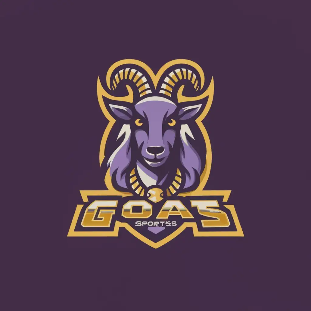 a logo design,with the text ".", main symbol:I want a goat that is Wearing a sports medal that has a cross on it. This is a christian sports organization.   and are colors are purple and gold,Moderate,clear background