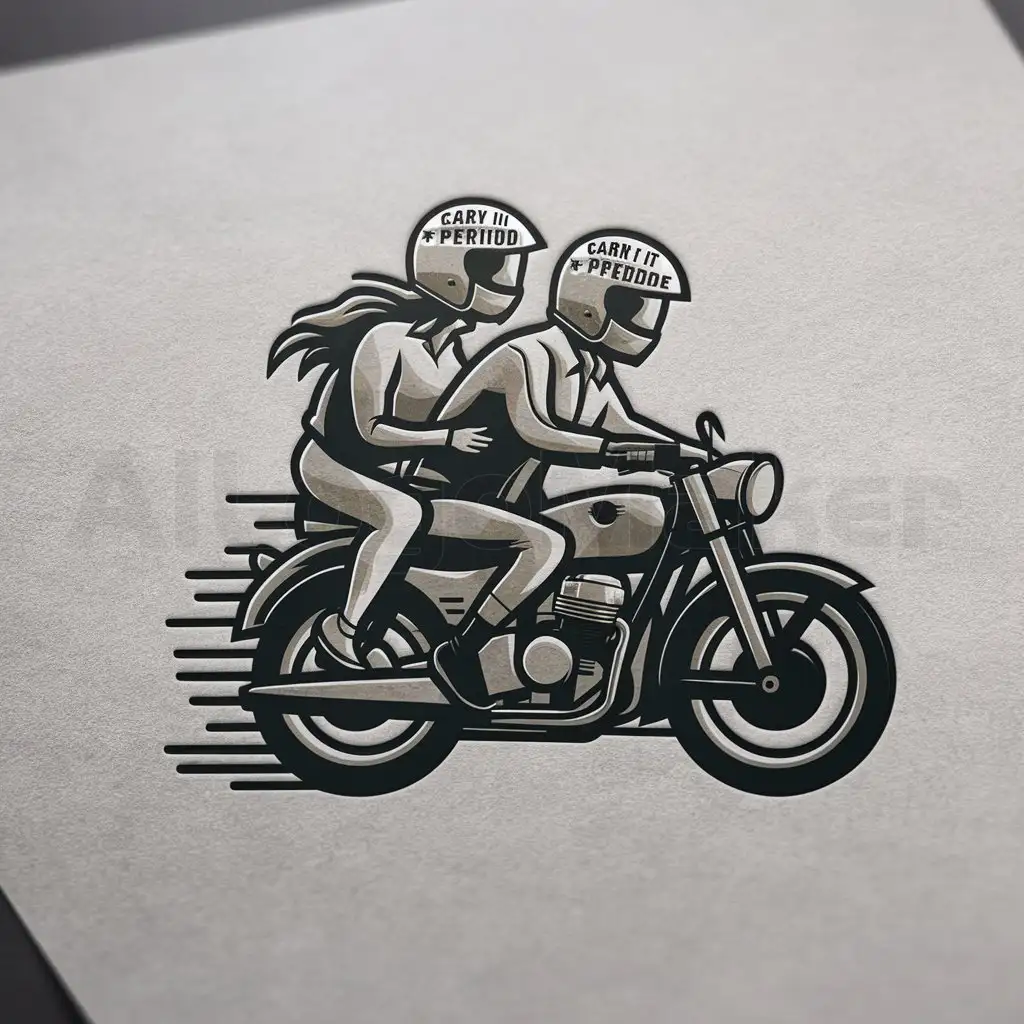 LOGO-Design-For-Carry-It-and-Period-Motocyclist-with-Passenger-Emblem-for-the-Travel-Industry