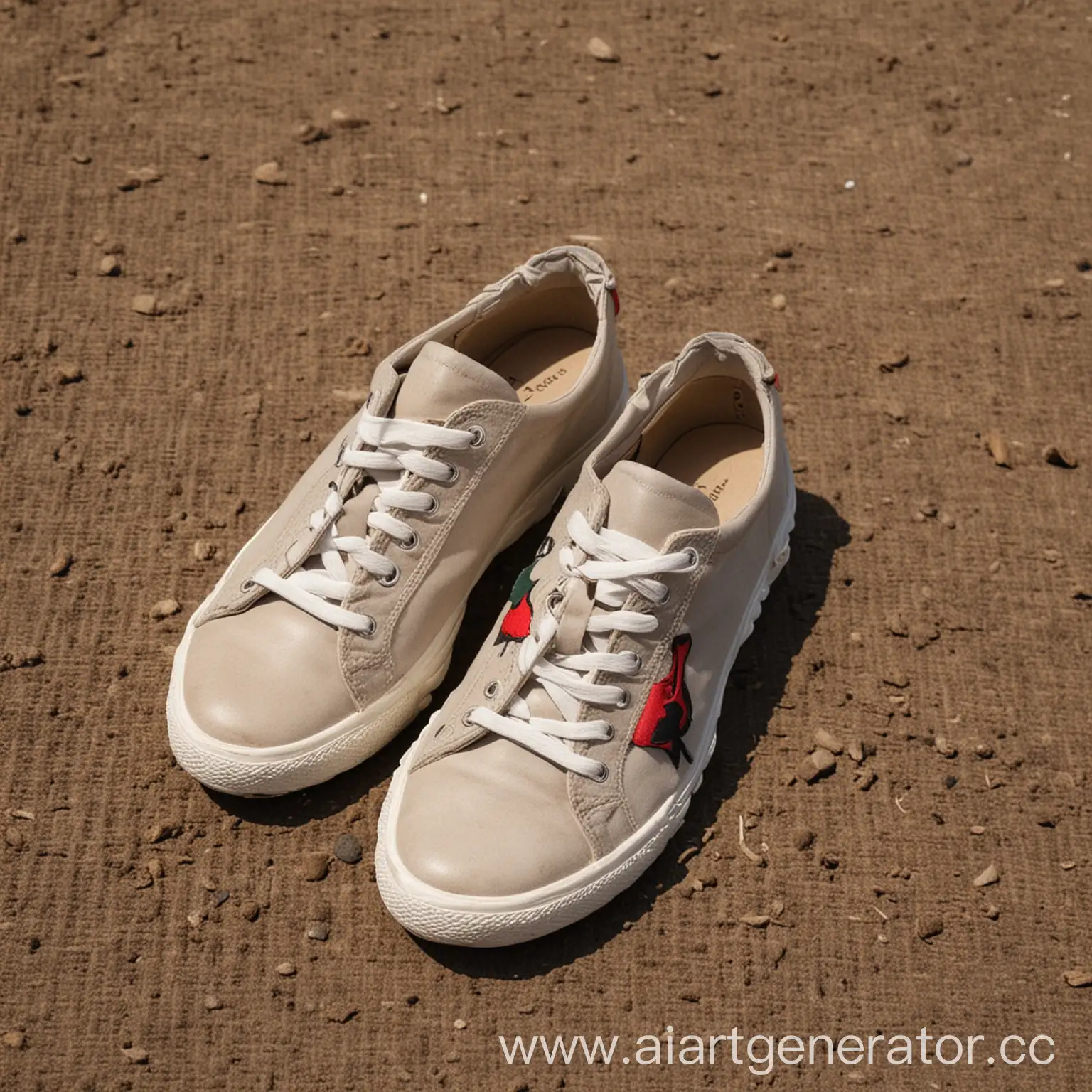 Vintage-Sneakers-on-Rural-Collective-Farm-Background