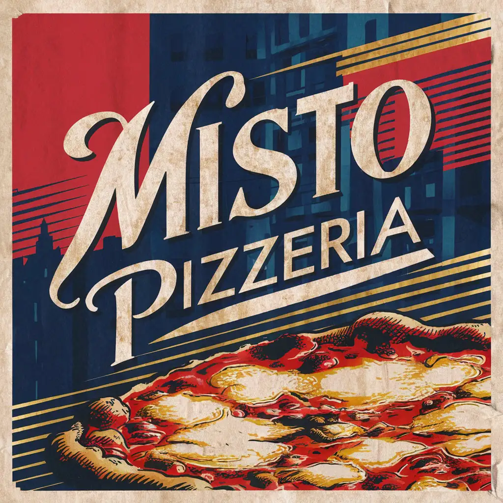 Modern Vintage Typography Illustration Poster for Misto Pizzeria