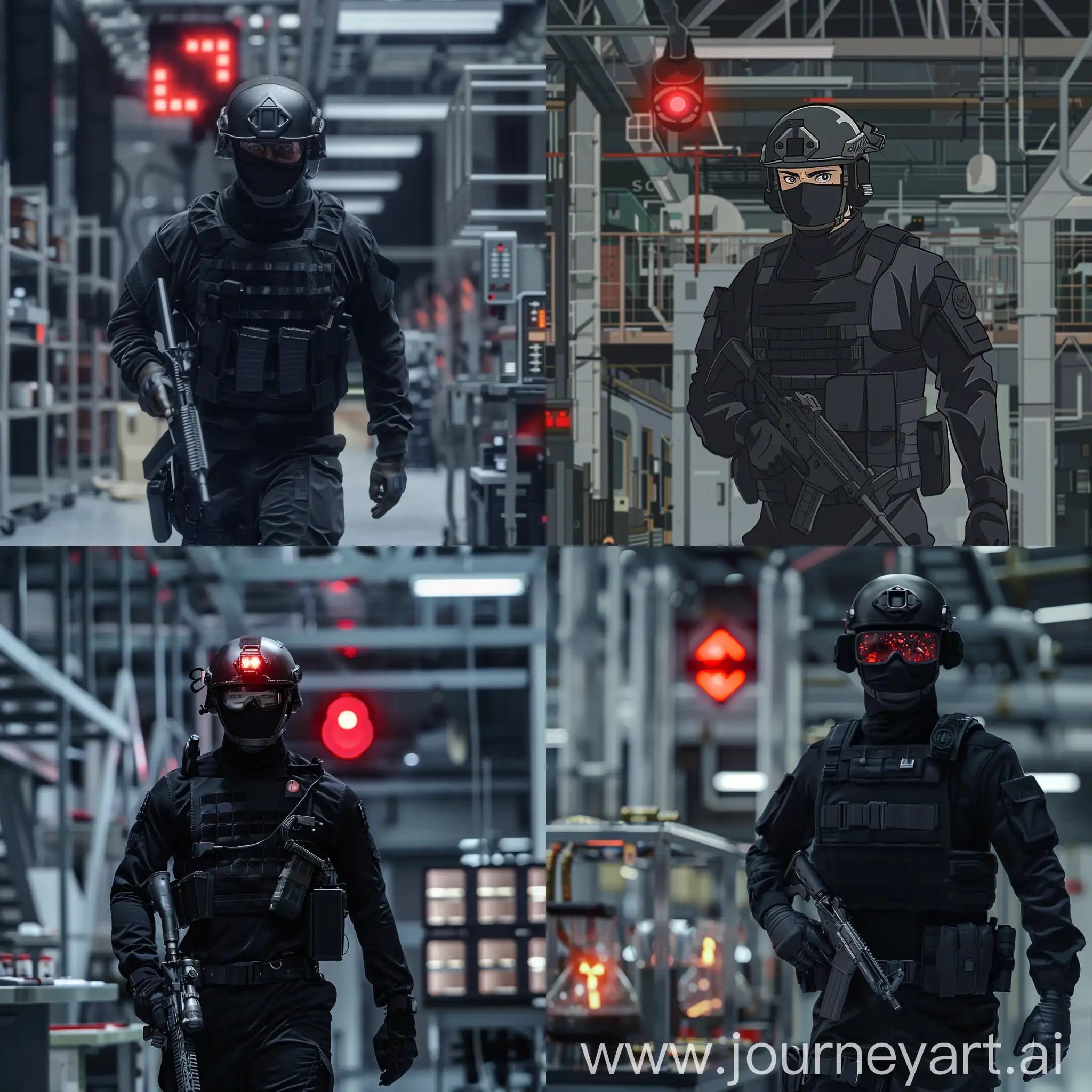 SCP-Foundation-Rapid-Response-Commander-Patrols-Research-Complex-Under-Red-Alert-Anime-Style