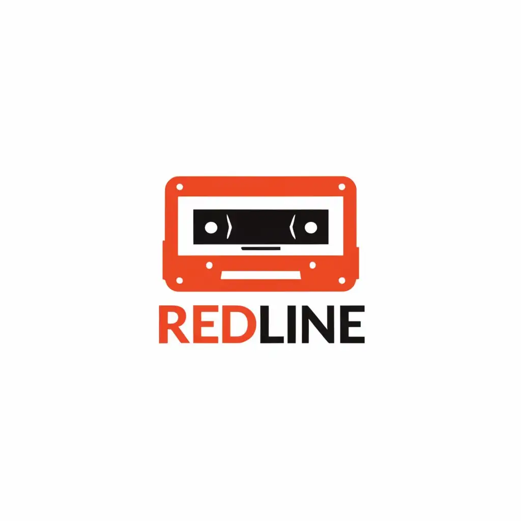 a logo design,with the text "Red line", main symbol:audio cassette,Moderate,be used in production studio industry,clear background
