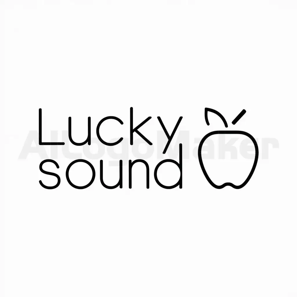 a logo design,with the text "Lucky Sound", main symbol:apple (generic term for fruit that includes apples, pears, etc.),Minimalistic,be used in Music industry,clear background