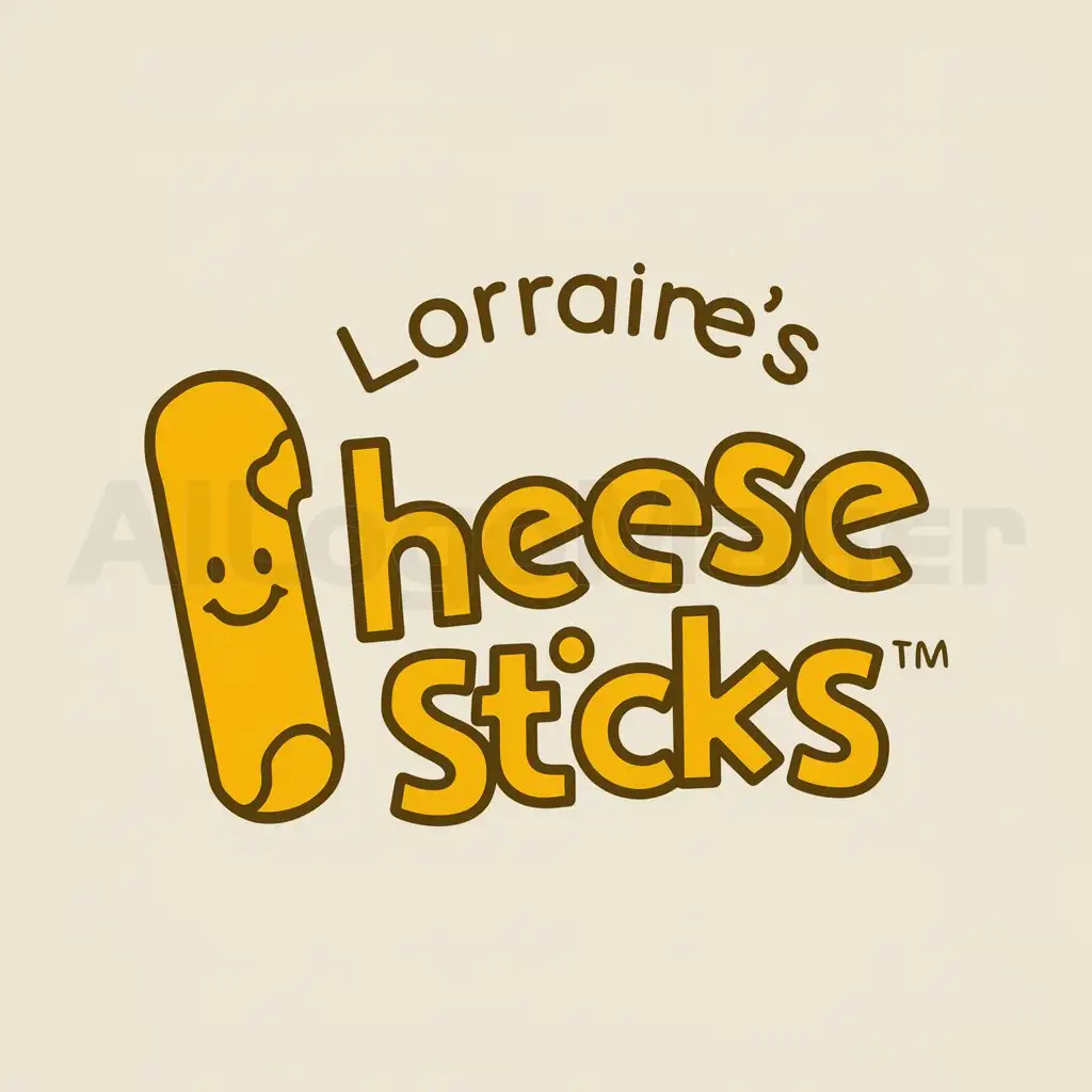 a logo design,with the text "Lorraine's cheese sticks", main symbol:cheese stick cute and color yellow,Moderate,clear background