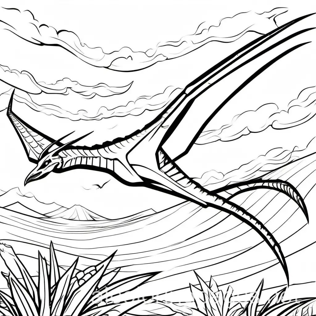 Pteranodon-Coloring-Page-EasytoColor-Dinosaur-Illustration-for-Kids