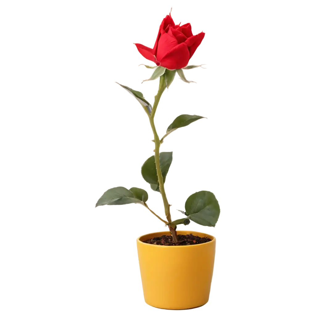 Stunning-HighDefinition-PNG-Image-of-Green-Rose-with-Red-Leaves-in-Yellow-Pot