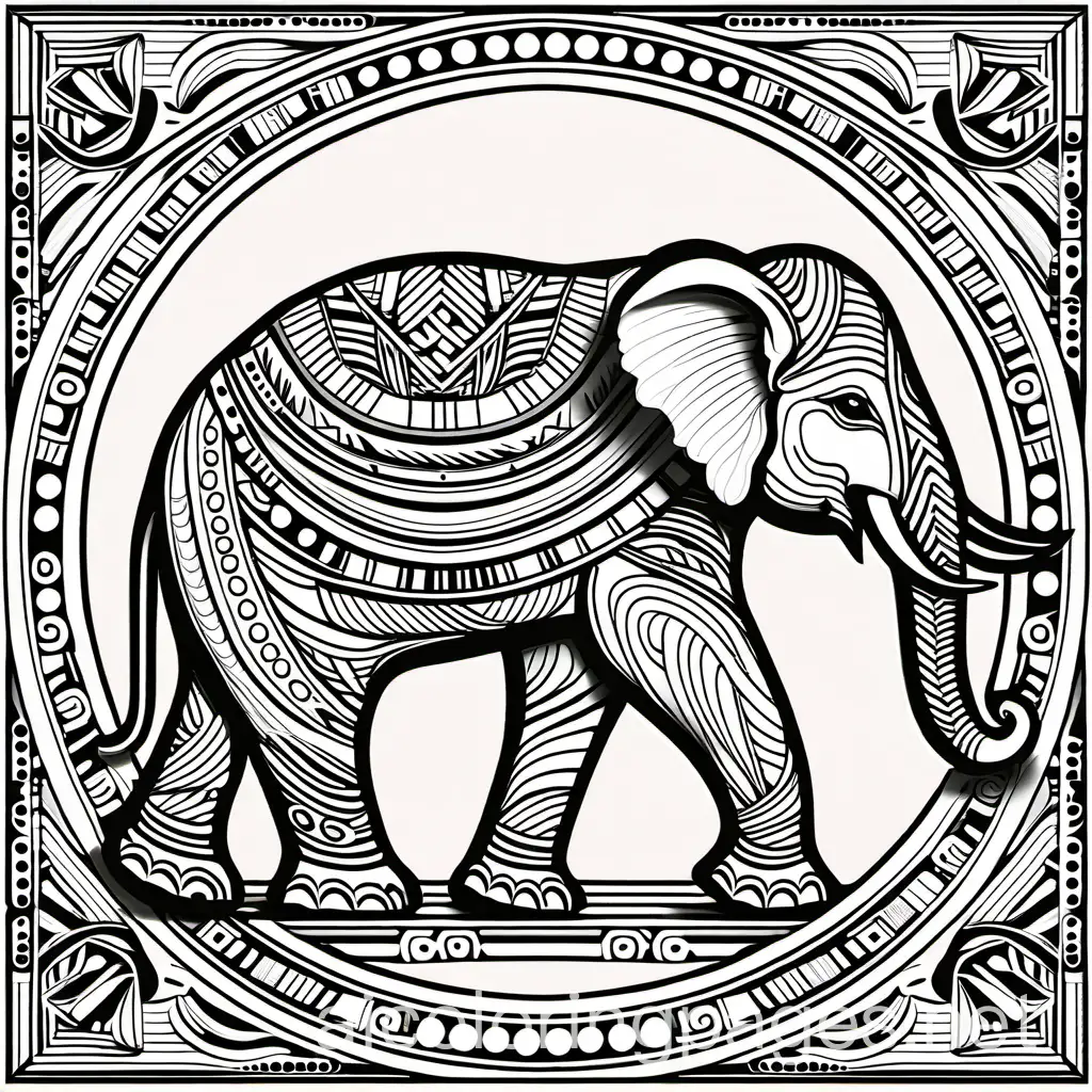 adult colouring, elephants with mandala patterns, black and white, no shading,  in the style of Outlined, Rounded Lines, Low Detail, Coloring Page, black and white, line art, white background, Simplicity, Ample White Space. The background of the coloring page is plain white to make it easy for young children to color within the lines. The outlines of all the subjects are easy to distinguish, making it simple for kids to color without too much difficulty