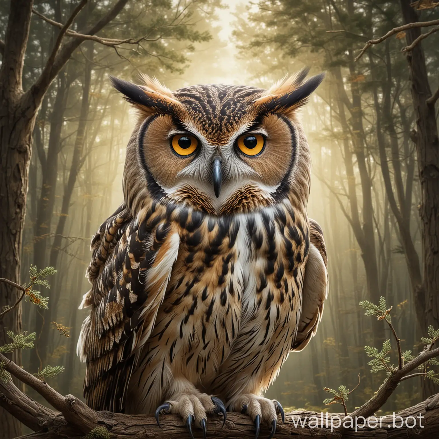 Majestic-Owl-Perched-on-Moonlit-Branch