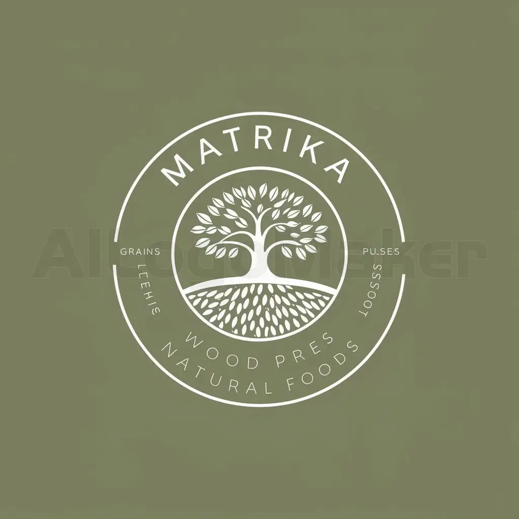 a logo design,with the text "MATRIKA", main symbol:Logo for wood press oil manufacturing company named MATRIKA natural foods. Need logo that represent authentic wood press oil . should not represent only oil because in future many products will be added like grains & its flour, pulses etc.,Moderate,be used in Others industry,clear background